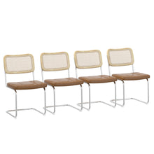 Load image into Gallery viewer, Set of 4, Leather Dining Chair with High-Density Sponge, Rattan Chair for Dining room, Living room, Bedroom, Brown