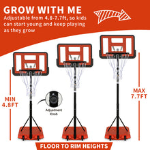 Load image into Gallery viewer, Use for Outdoor Height Adjustable 4.8 to 7.7ft Basketball Hoop 44 Inch Backboard Portable Basketball Goal System with Stable Base and Wheels