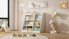 Load image into Gallery viewer, White Wooden Toy Storage Organizer Cabinet Kids Bookshelf Children Bookcase Toddler Baby Sling Book Rack Adjustable Shelf for Playroom Bedroom Nursery Hallway School Kindergarten Living Room