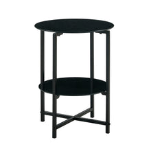 Load image into Gallery viewer, 2- layer Tempered Glass End Table, Round Coffee Table for Bedroom Living Room Office (black)