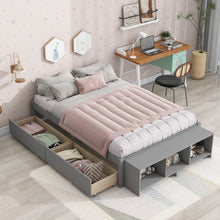 Load image into Gallery viewer, Full Size Bed with Storage Case, 2 Storage drawers, Lengthwise Support Slat,Grey