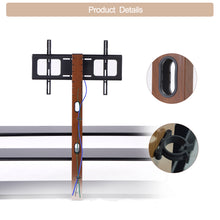 Load image into Gallery viewer, Tempered Glass Height Adjustable Universal Swivel Glass Floor Media Storage Stand With Mount Heat-Transferred Printing Metal Tube, Walnut/Black