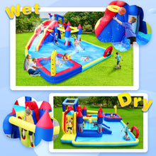 Load image into Gallery viewer, 10 in1 Inflatable slide water park bouncing house garden with splash pool & water gun & basketball & climbing wall & dual pools & soccer