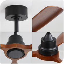 Load image into Gallery viewer, 48 Inch Ceiling Fan Without Light, 3 Solid Wood Blades Outdoor Ceiling Fan 6-speed Reversible DC Motor for Living Room