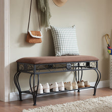Load image into Gallery viewer, Shoe Rack Bench for Entryway, Industrial Bench, Rustic Shoe Rack for Small Spaces, Upholstered Entryway Bench, Multipurpose Entryway