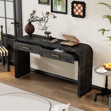 Load image into Gallery viewer, TREXM Unique Retro Silhouette Console Table with Open Style, Two Top Drawers for Entrance, Dinning Room, Living Room (Antique Black)