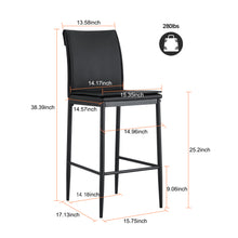 Load image into Gallery viewer, Black Leather Barstool Dining Counter Height Chair Set of 2