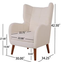 Load image into Gallery viewer, Mid-Century Accent Chair, Ivory White, Modern Retro Club Chair, Birch Frame, Upholstered Teddy Wool Fabric, Single Sofa Armchair for Small Spaces, Living Room, Bedroom, Reading Corner, Balcony