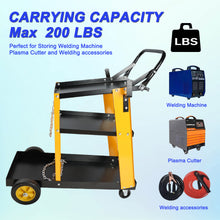 Load image into Gallery viewer, Multi Function 3 tier Welding Cart. gas bottle and accessory storage.Welding Heavy Duty Cart for Tig Mig Welder and Plasma Cutter with Upgrade Handles and Increase Storage Space Tank Storage