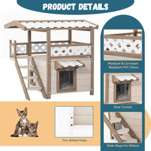 Load image into Gallery viewer, Feral Cat House Outdoor Indoor Kitty Houses with Durable PVC Roof, Escape Door,Curtain and Stair,2 Story Design Perfect for Multi Cats