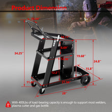 Load image into Gallery viewer, Welding Cart, 3-Tier Welder Cart Heavy Duty with 400Lbs Static Weight Capacity, 360° Swivel Wheels, Tank Storage Safety Chains, Rolling MIG Welder Cart for TIG, ARC, MMA Welding Machine