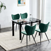 Load image into Gallery viewer, Dining chairs set of 2, Dark Green velvet Chair modern kitchen chair with metal leg