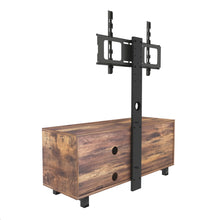 Load image into Gallery viewer, Rustic Brown TV Console with push-to-open Storage Cabinet for TV up to 65in Wood &glass TV Stand for Living Room Bedroom