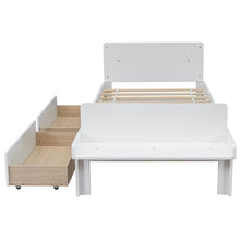Load image into Gallery viewer, Twin Bed with Footboard Bench,2 drawers,White