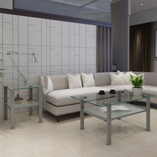 Load image into Gallery viewer, Glass two layer tea table, small round table, bedroom corner table, living room grey side table