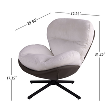 Load image into Gallery viewer, 360° Swivel Accent Chair, Modern Chenille Lounge Chair with Faux Leather and Black Metal Base Frame, Comfortable Reading Chair for Small Spaces, Living Room, Bedroom, Reading Corner, Office (White)