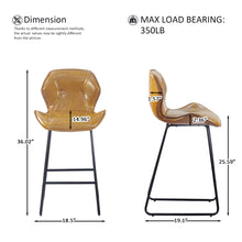Load image into Gallery viewer, Set of 2, Leather Bar Chair with High-Density Sponge, PU Chair Counter Height Pub Kitchen Stools for Dining room,homes,bars, kitchens,Brown