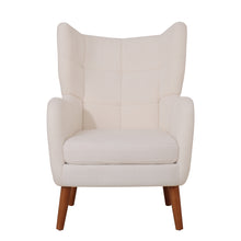 Load image into Gallery viewer, Mid-Century Accent Chair, Ivory White, Modern Retro Club Chair, Birch Frame, Upholstered Teddy Wool Fabric, Single Sofa Armchair for Small Spaces, Living Room, Bedroom, Reading Corner, Balcony