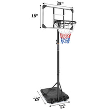 Load image into Gallery viewer, Portable Basketball Goal System with Stable Base and Wheels, use for Indoor Outdoor teenagers youth height adjustable 5.6 to 7ft Basketball Hoop 28 Inch Backboard