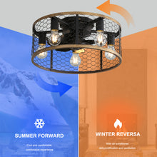 Load image into Gallery viewer, 20 Inch Industrial Caged Ceiling Fan, With 7-ABS Blades Remote Control Reversible DC Motor, Small Flush Mount Ceiling Fan For Farmhouse