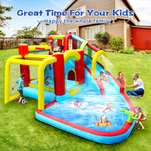 Load image into Gallery viewer, 7 in1 Inflatable slide water park bouncing house outdoor Soccer garden bouncer with Splash pool & Water gun & Climbing wall & Basketball & Football