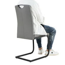 Load image into Gallery viewer, Dining chairs set of 2, Grey PU Chair modern kitchen chair with metal leg