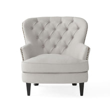Load image into Gallery viewer, Contemporary Light Grey Fabric Club Chair and Ottoman Set, Stylish Upholstered Armchair with Matching Ottoman, Ideal for Modern Living Room Comfort and Style