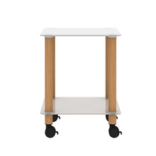 Load image into Gallery viewer, 1-Piece White+Oak Side Table , 2-Tier Space End Table ,Modern Night Stand, Sofa table, Side Table with Storage Shelve