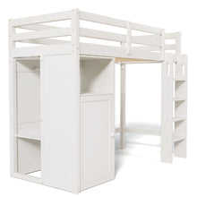 Load image into Gallery viewer, Twin Loft Bed with Wardrobe, Storage Shelves and Ladder, White