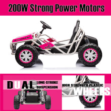 Load image into Gallery viewer, Pink, 24V Ultimate Go-Kart, Ride On Toy for Big Kids Ages 6+, 2x200W Powerful Motor, 6MPH Outdoor/Off road/Dirt Road Electric Car, Wide Seat, Metal Frame, Strong Shock Absorbers, High/Low Speed, Gift