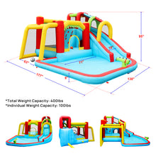 Load image into Gallery viewer, 7 in1 Inflatable slide water park bouncing house outdoor Soccer garden bouncer with Splash pool & Water gun & Climbing wall & Basketball & Football