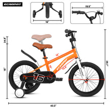 Load image into Gallery viewer, A16114 Kids Bike 16 inch for Boys & Girls with Training Wheels, Freestyle Kids' Bicycle with fender.