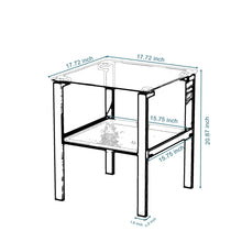 Load image into Gallery viewer, Glass two layer tea table, small round table, bedroom corner table, living room black side table