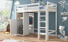 Load image into Gallery viewer, Twin Loft Bed with Wardrobe, Storage Shelves and Ladder, White