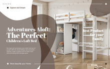 Load image into Gallery viewer, Twin Loft Bed with Wardrobe, Storage Shelves and Ladder, White