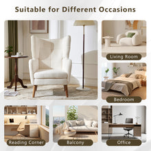 Load image into Gallery viewer, Mid-Century Accent Chair, Ivory White, Modern Retro Club Chair, Birch Frame, Upholstered Teddy Wool Fabric, Single Sofa Armchair for Small Spaces, Living Room, Bedroom, Reading Corner, Balcony