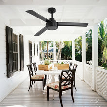 Load image into Gallery viewer, 52" Outdoor Ceiling Fan Without Light, 3 ABS Blades Farmhouse Ceiling Fan with Remote Control 6-speed Reversible DC Motor Black for Living Room, Bedroom, Kitchen