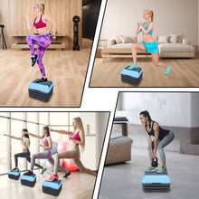 Load image into Gallery viewer, Height-Adjustable Step Aerobics Platform Fitness Equipment Stepper Trainer Exercise Step Platform with 4 Riser Blue