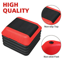 Load image into Gallery viewer, Height-Adjustable Step Aerobics Platform Fitness Equipment Stepper Trainer Exercise Step Platform with 4 Riser Red
