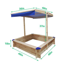 Load image into Gallery viewer, Children's Wooden Sandbox with Adjustable Canopy, Sandpit with Covers Kids Wood Playset Outdoor Backyard - Upgrade Retractable,45.3"L x 45.3"W x 46.5"H,Golden Red