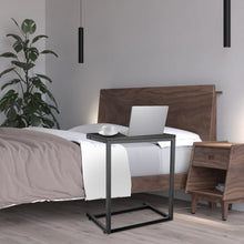 Load image into Gallery viewer, YSSOA C Shaped Sofa Side End Table with Hardwood Surface, 13.75" D x 21.75" W x 27" H, Black