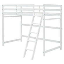 Load image into Gallery viewer, Twin Size High Loft Bed with inclined Ladder, Guardrails,White