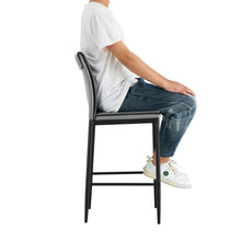 Load image into Gallery viewer, Grey Leather Barstool Dining Counter Height Chair Set of 2