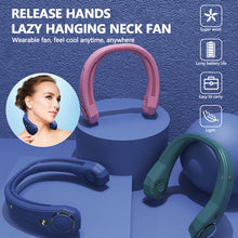 Load image into Gallery viewer, Mini Portable Bladeless Neck Fan 4000mah Rechargeable Air Cooler Cooling Fan Wearable Neckband Hanging Sports Fans