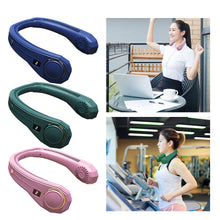 Load image into Gallery viewer, Mini Portable Bladeless Neck Fan 4000mah Rechargeable Air Cooler Cooling Fan Wearable Neckband Hanging Sports Fans