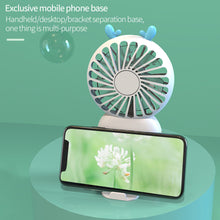 Load image into Gallery viewer, Summer Mini Handheld Fan USB Rechargeable Cooling Fan Desktop with Base Mobile Phone Bracket for Outdoor Office