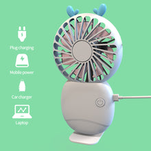Load image into Gallery viewer, Summer Mini Handheld Fan USB Rechargeable Cooling Fan Desktop with Base Mobile Phone Bracket for Outdoor Office