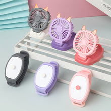 Load image into Gallery viewer, Portable Kids Wrist Fan Mini Watch Fan Ventilator LED Light Rechargeable Cute Cat Air Cooling Sports Fans Children Gift