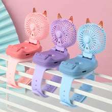Load image into Gallery viewer, Portable Kids Wrist Fan Mini Watch Fan Ventilator LED Light Rechargeable Cute Cat Air Cooling Sports Fans Children Gift