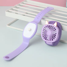 Load image into Gallery viewer, Portable Kids Wrist Fan Mini Watch Fan Ventilator LED Light Rechargeable Cute Cat Air Cooling Sports Fans Children Gift